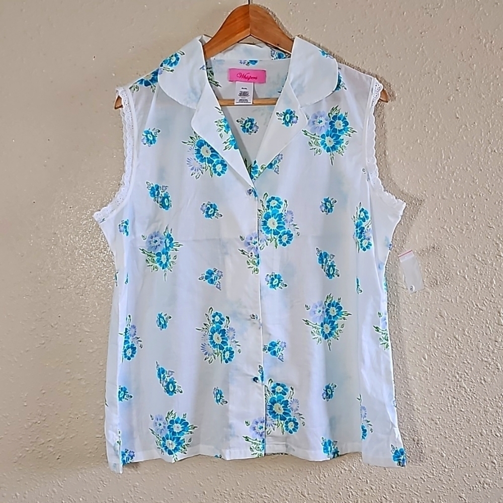 Whispers Short Sleeve Floral Print Top